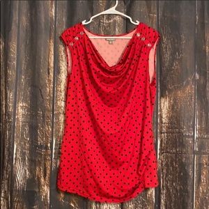 SALE🔥Roz & Ali XL Red Cowl Neck Top & Polka Dots